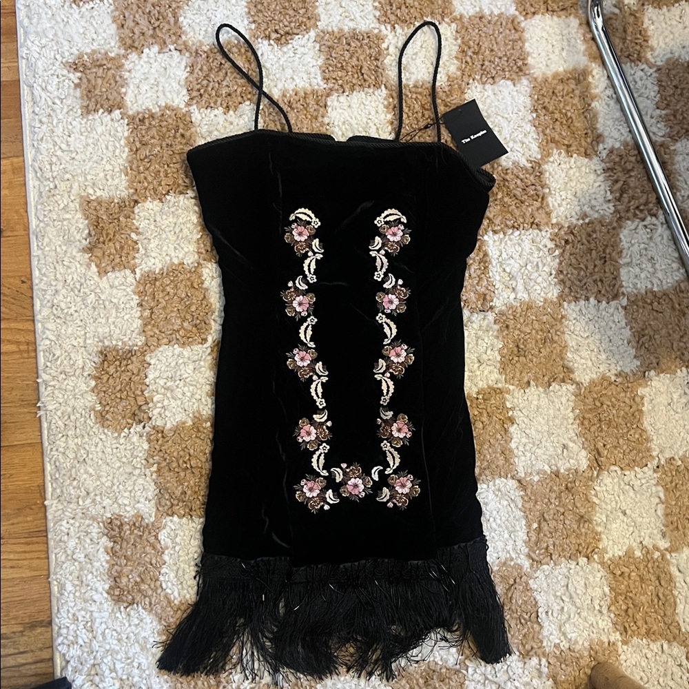The Kooples Black Embroidered Tassle Dress